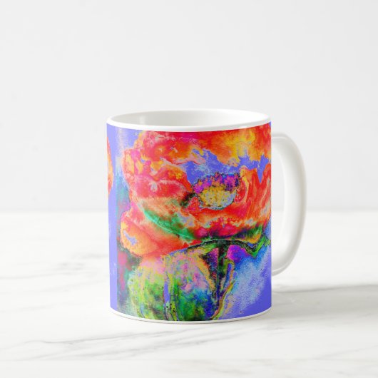 Elegantes abstraktes Blumengemälde Kaffeetasse (VorderseiteRechts)