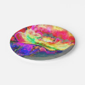 Elegantes abstraktes Blumengemälde Pappteller (Schrägansicht)