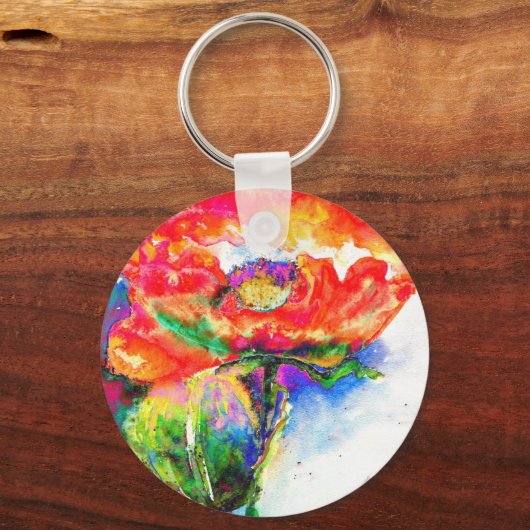 Elegantes abstraktes Blumengemälde Schlüsselanhänger (Vorderseite)