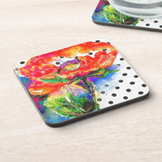 Elegantes abstraktes Blumengemälde Untersetzer (Linke Seite)