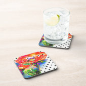 Elegantes abstraktes Blumengemälde Untersetzer (Rechte Seite)