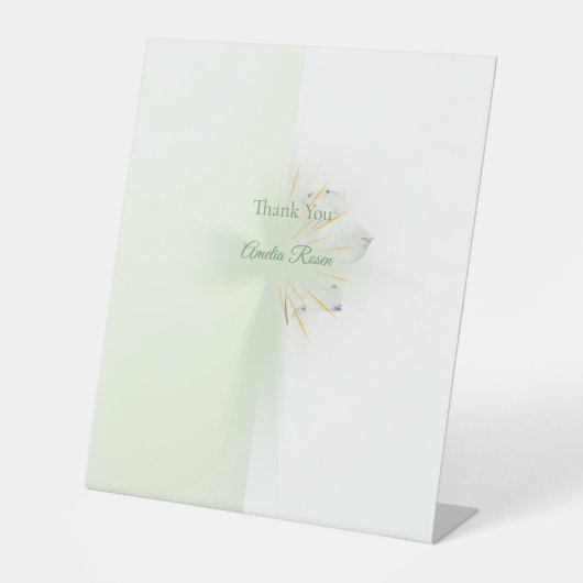 Elegantes, abstraktes, blumengeschmücktes Taufbeck Sockelschild (Vorderseite)