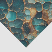 Elegantes Abstraktes Fluid Aquamarin und Goldmarmo Seidenpapier (Ausschnitt)