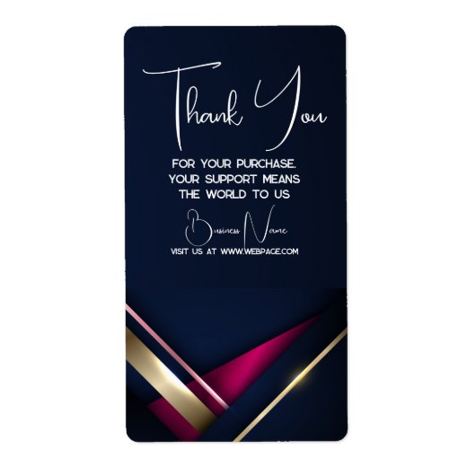 Elegantes Abstraktes Gold Blue Dankeschön Box Labe (Vorne)