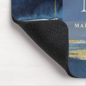 Elegantes abstraktes Gold des Blau-| mit Monogramm Mousepad (Ecke)