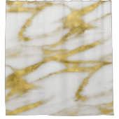 Elegantes Abstraktes Gold- und Weißmarmormuster Duschvorhang (Vorderseite)