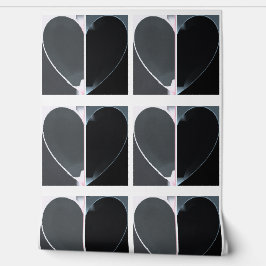 Elegantes Abstraktes Halbherz-Muster Schwarz & Wei Tapete