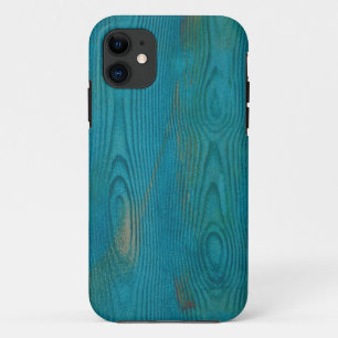 Elegantes Abstraktes Holzkorn Textur Aquamarin bla iPhone 11 Hülle