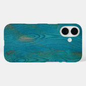 Elegantes Abstraktes Holzkorn Textur Aquamarin bla Case-Mate iPhone Hülle (Rückseite (Horizontal))