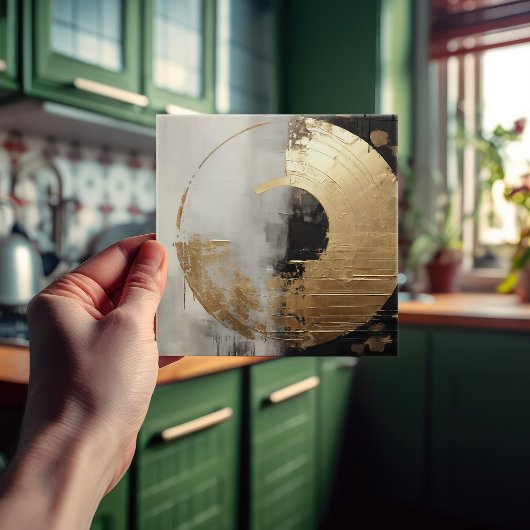 Elegantes Abstraktes Imitat Gold und Monochrome Öl Fliese