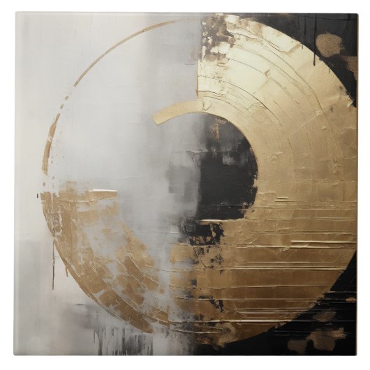 Elegantes Abstraktes Imitat Gold und Monochrome Öl Fliese (Vorderseite)