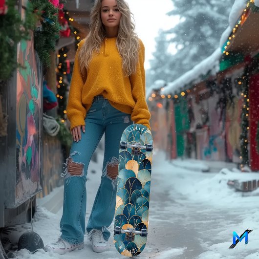 Elegantes Abstraktes Lüftermuster in zeitgenössisc Skateboard