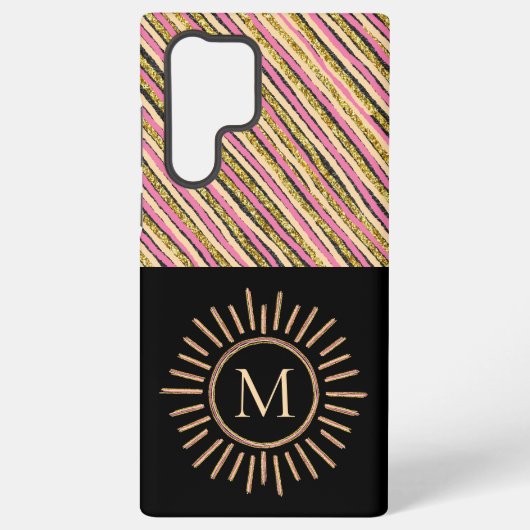 Elegantes, Abstraktes, modernes Monogramm-Gelb Samsung Galaxy Hülle (Rückseite)