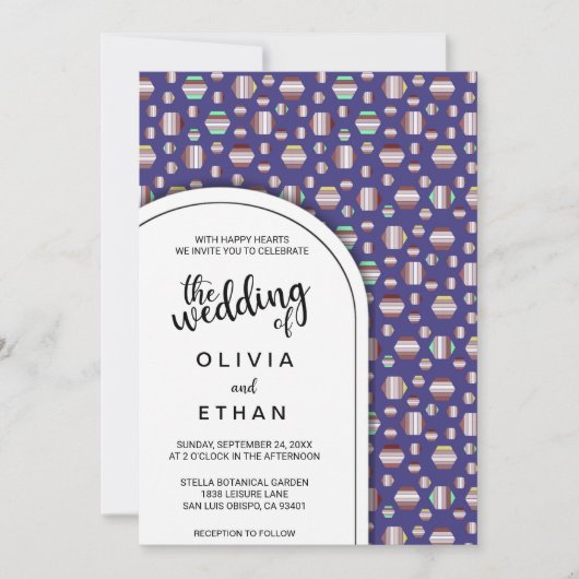 Elegantes abstraktes Muster Einladung Hochzeit (Vorderseite)