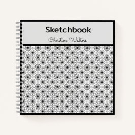 Elegantes Abstraktes Muster, Schwarz & Weiß Notizblock