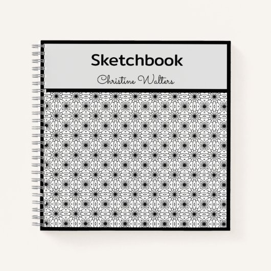 Elegantes Abstraktes Muster, Schwarz & Weiß Notizblock (Vorderseite)