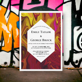 Elegantes Abstraktes Ölgemälde Feine Hochzeit Einladung