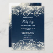 Elegantes Abstraktes Party für Spitzen und Perlen Einladung (Vorne/Hinten)