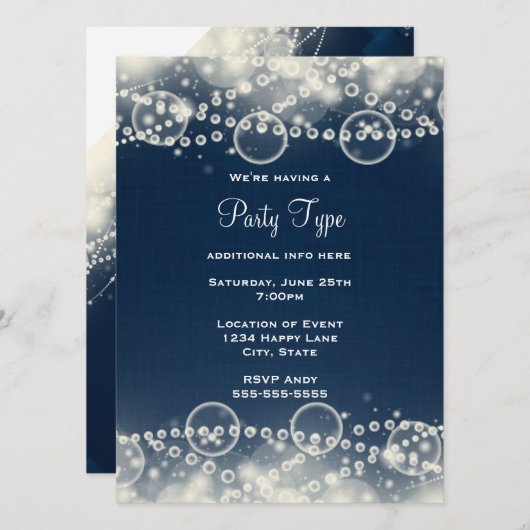 Elegantes Abstraktes Party für Spitzen und Perlen Einladung (Vorne/Hinten)