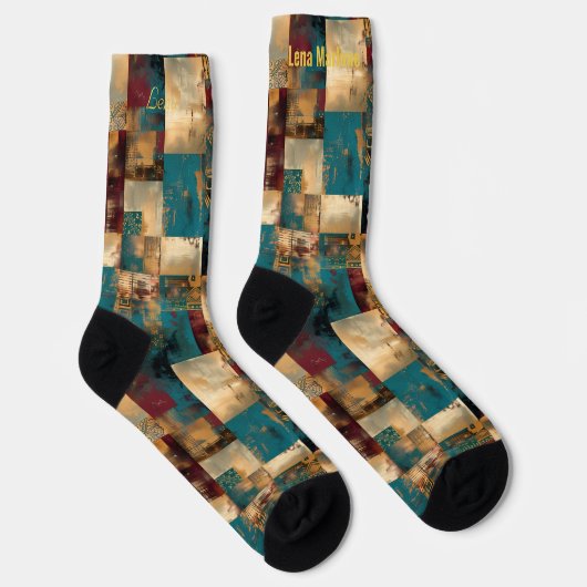 Elegantes Abstraktes Patchwork - Custom Artistic Socken (Rechts)