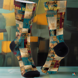 Elegantes abstraktes Patchwork – Individuelle Kuns Socken