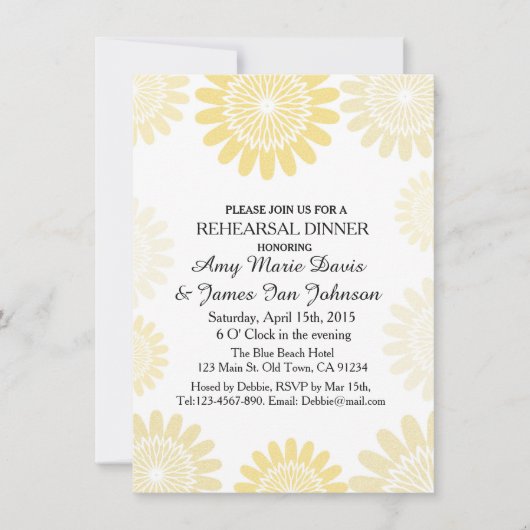 Elegantes, abstraktes Probe mit Blumen für 4 Perso Einladung (Vorderseite)