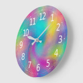 Elegantes Abstraktes Rainbow Glitzer Artwork Große Wanduhr (Winkel)