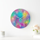 Elegantes Abstraktes Rainbow Glitzer Artwork Große Wanduhr (Zuhause)