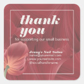 Elegantes Abstraktes Red Tulip Muster Quadratischer Aufkleber (Vorderseite)