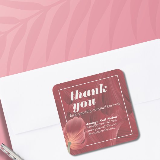 Elegantes Abstraktes Red Tulip Muster Quadratischer Aufkleber