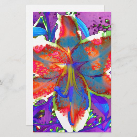 Elegantes abstraktes Retro-Rot-Blau-Aquarell Briefpapier (Vorne/Hinten)