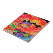 Elegantes abstraktes Rot-Blütenschwarz Fliese (Seite)