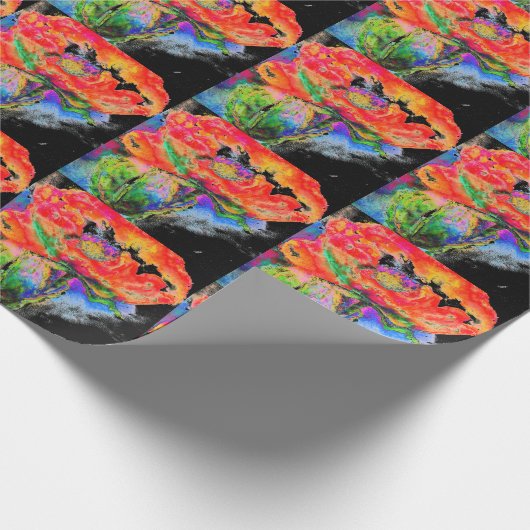 Elegantes abstraktes Rot-Blütenschwarz Geschenkpapier (Ecke)