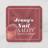 Elegantes Abstraktes, rotes Muster Nail Makeup Quadratische Visitenkarte (Vorderseite)
