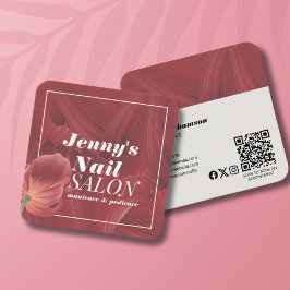 Elegantes Abstraktes, rotes Muster Nail Makeup Quadratische Visitenkarte