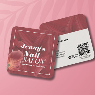 Elegantes Abstraktes, rotes Muster Nail Makeup Quadratische Visitenkarte