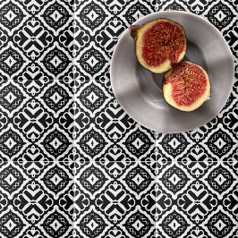 Elegantes Abstraktes Schwarz-Weiß-geometrisches Mu Fliese