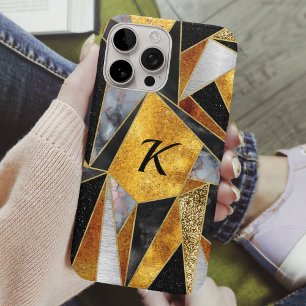 Elegantes abstraktes, schwarzes geometrisches Gold iPhone 16 Pro Hülle