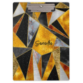 Elegantes abstraktes, schwarzes geometrisches Gold Klemmbrett (Vorderseite)