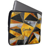 Elegantes abstraktes, schwarzes geometrisches Gold Laptopschutzhülle (Vorne Rechts)