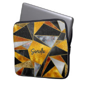 Elegantes abstraktes, schwarzes geometrisches Gold Laptopschutzhülle (Vorderseite Links)