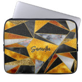 Elegantes abstraktes, schwarzes geometrisches Gold Laptopschutzhülle (Vorderseite)