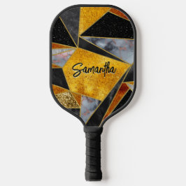 Elegantes abstraktes, schwarzes geometrisches Gold Pickleball Schläger