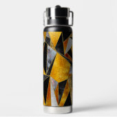 Elegantes abstraktes, schwarzes geometrisches Gold Trinkflasche (Hinten)