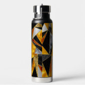 Elegantes abstraktes, schwarzes geometrisches Gold Trinkflasche (rechts)