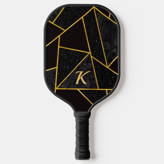 Elegantes abstraktes, schwarzes Gold Pickleball Schläger (Vorderseite)