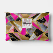 Elegantes abstraktes silberrosa, schwarz geometris zubehörtasche (Vorderseite)