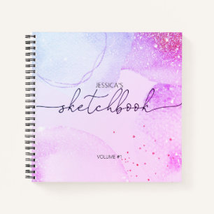 Elegantes abstraktes Sketchbook Rosa lila Ihren Na Notizblock