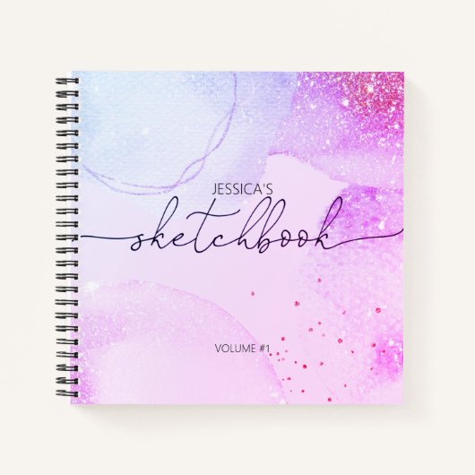 Elegantes abstraktes Sketchbook Rosa lila Ihren Na Notizblock (Vorderseite)