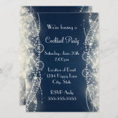 Elegantes Abstraktes Spitzen- und Perlencocktail-P Einladung (Vorne/Hinten)